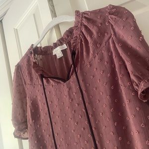 Monteau Mauve puff sleeve blouse